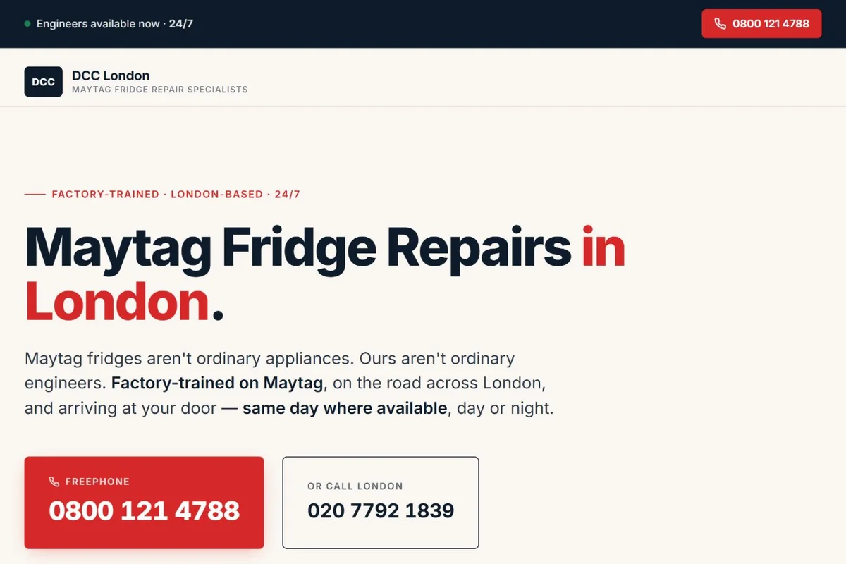 Maytag Fridge Repairs website