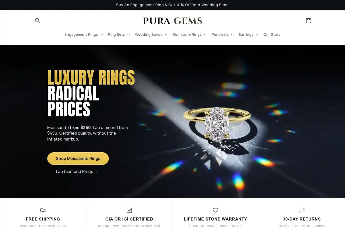 Pura Gems website
